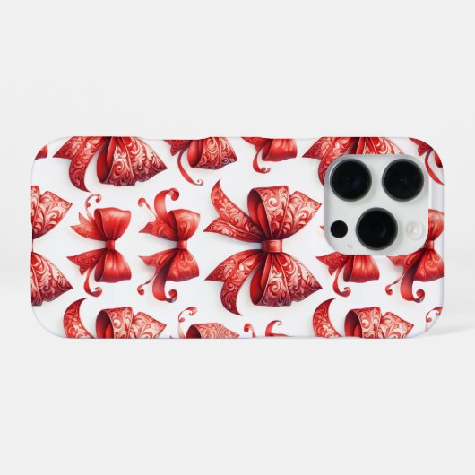 Red Christmas Bows iPhoneケース (裏面横)