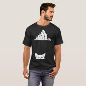 Red Christmas Cat Tipping Xmas Tree Over Meowy Cat Tシャツ (正面フル)