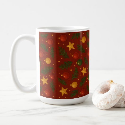 Red Christmas Coffee Mug – Classic Holiday Gift  コーヒーマグカップ (ドーナツ)