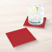  Red Christmas Color Square Glass Coaster ガラスコースター (アングル)