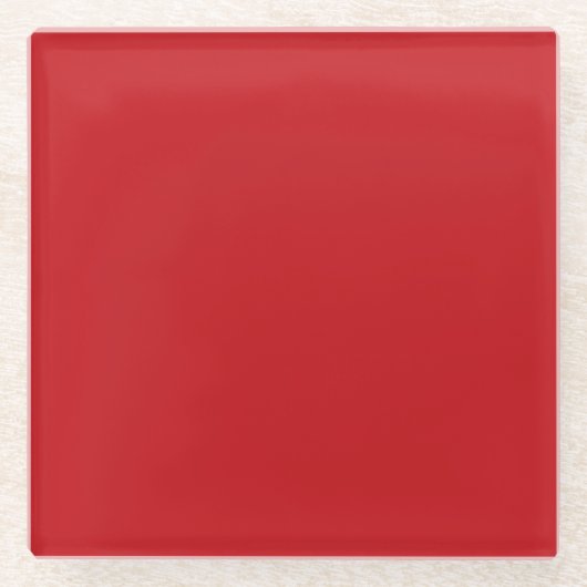  Red Christmas Color Square Glass Coaster ガラスコースター (正面)