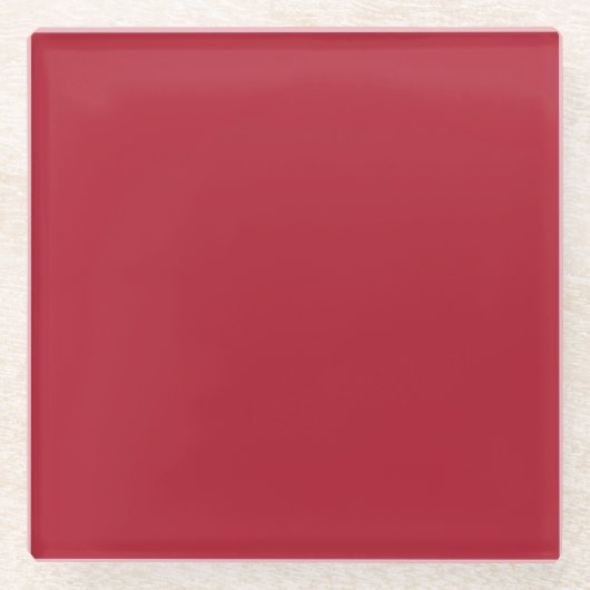  Red Christmas Color Square Glass Coaster ガラスコースター (正面)