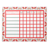 Red Christmas Countdown Weekly Checklist Tracker ノートパッド (正面)