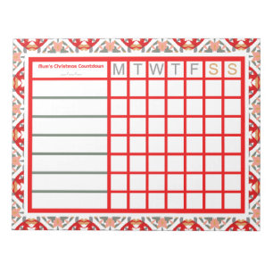Red Christmas Countdown Weekly Checklist Tracker ノートパッド