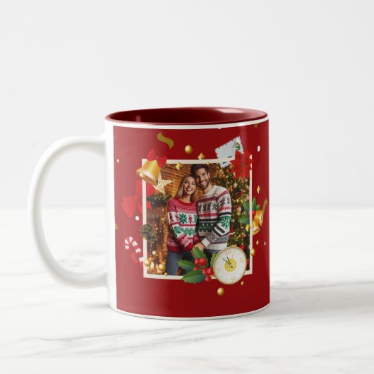 Red Christmas Couple Gift Mug ツートーンマグカップ (左)