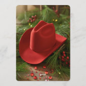 Red Christmas Cowboy Hat Bridal Shower 招待状 (裏面)
