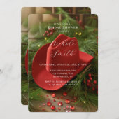 Red Christmas Cowboy Hat Bridal Shower 招待状 (正面/裏面)