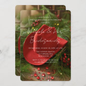 Red Christmas Cowboy Hat Bridesmaids Luncheon 招待状 (正面/裏面)