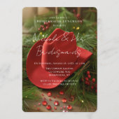 Red Christmas Cowboy Hat Bridesmaids Luncheon 招待状 (正面)