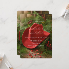 Red Christmas Cowboy Hat Engagement Party 招待状