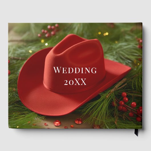 Red Christmas Cowboy Hat Wedding ゲストブック (裏面)