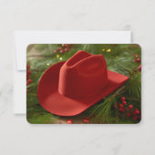 Red Christmas Cowboy Hat Wedding サンキューカード (裏面)