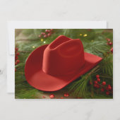 Red Christmas Cowboy Hat Wedding セーブザデート (裏面)