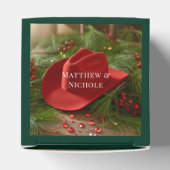 Red Christmas Cowboy Hat Wedding フェイバーボックス (上部)
