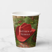 Red Christmas Cowboy Hat Wedding 紙コップ (正面)