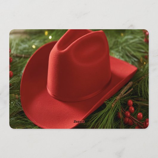 Red Christmas Cowboy Hat Wedding Shower 招待状 (裏面)