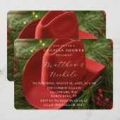 Red Christmas Cowboy Hat Wedding Shower 招待状 (正面/裏面)