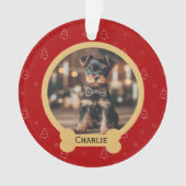 Red Christmas Dog Name Holiday Keepsake オーナメント (正面)