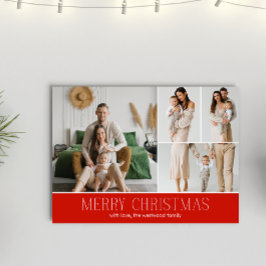 RED Christmas Elegant 4 Collage Photo message シーズンカード