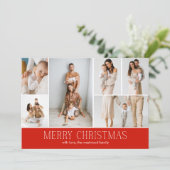 RED Christmas Elegant 6 Collage Photo message シーズンカード (スタンド正面)
