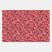 Red Christmas Festive Village Birds and Snowflakes ラッピングペーパーシート (正面2)