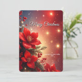 Red Christmas Floral Holiday Card シーズンカード (スタンド正面)