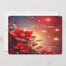 Red Christmas Floral Holiday Card