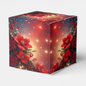 Red Christmas Floral Holiday Favor Box フェイバーボックス (裏面サイド)