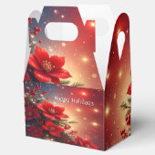 Red Christmas Floral Holiday Gift Box フェイバーボックス (オープン)