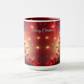 Red Christmas Floral Holiday Mug マグカップ (中央)