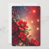 Red Christmas Floral Holiday Party Invitation 招待状 (裏面)