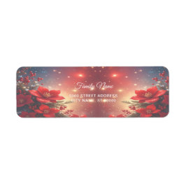 Red Christmas Floral Return Address Label ラベル