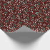 Red Christmas Foliage Pattern ラッピングペーパー (角)