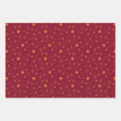 Red Christmas Forest Village Birds Snowflakes ラッピングペーパーシート (正面2)