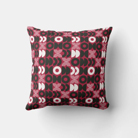 Red Christmas Geometric Modern クッション (裏面)