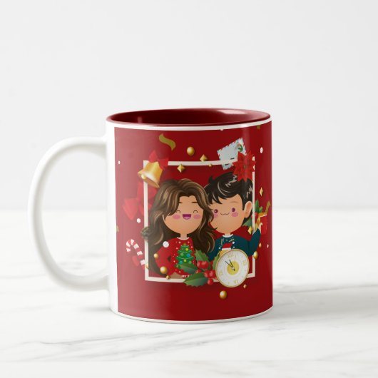 Red Christmas Gift Mug ツートーンマグカップ (左)