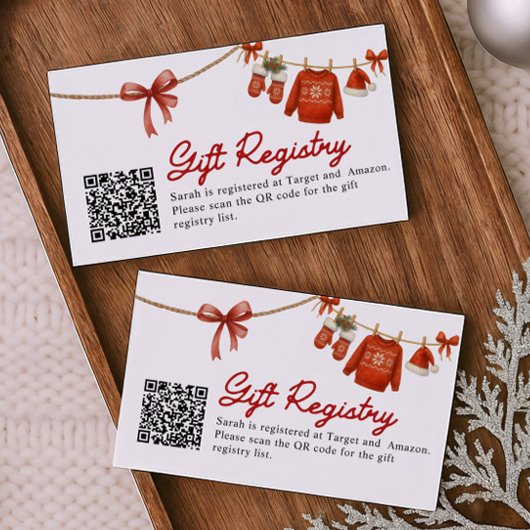 Red Christmas Gift QR Code Registry Card エンクロージャーカード