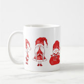 Red Christmas Gnomes with Santa Sack コーヒーマグカップ (左)