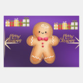 red Christmas  happy day and Christmas stocking ラッピングペーパーシート (正面2)