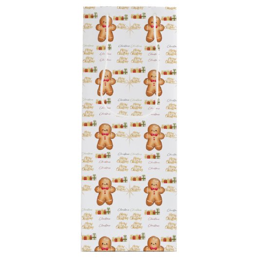 red Christmas  happy day and Christmas stocking ワインギフトバッグ (正面)