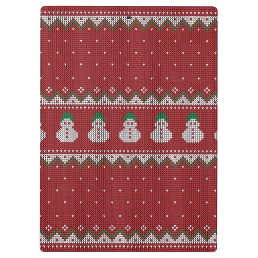 Red Christmas Knit Apple Pattern | Winter Holiday クリップボード (裏面)
