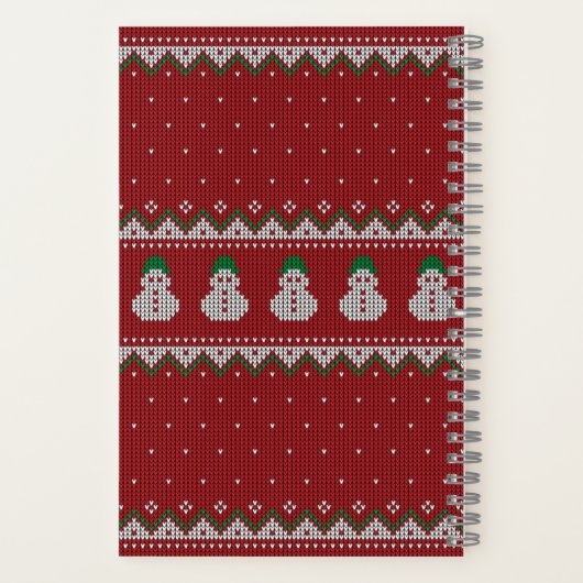 Red Christmas Knit Apple Pattern | Winter Holiday ノートブック (裏面)