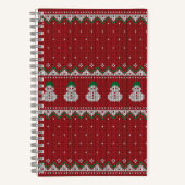 Red Christmas Knit Apple Pattern | Winter Holiday ノートブック (正面)