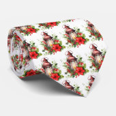 Red Christmas Lantern Poinsettia and Pine Pattern ネクタイ (ロール)