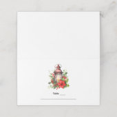 Red Christmas Lantern Poinsettia and Pine Table プレイスカード (外部開封)