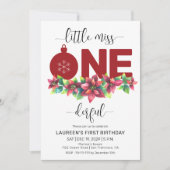 Red Christmas Little MIss 1st Birthday Invitation 招待状 (正面)
