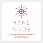 Red Christmas Modern Snowflake for Business スクエアシール (正面)