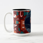 Red Christmas Mug with Custom Photo Festive ツートーンマグカップ (左)