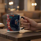 Red Christmas Mug with Custom Photo Festive ツートーンマグカップ