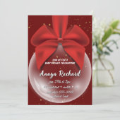  Red Christmas Ornament Baby Shower Invitation 招待状 (スタンド正面)